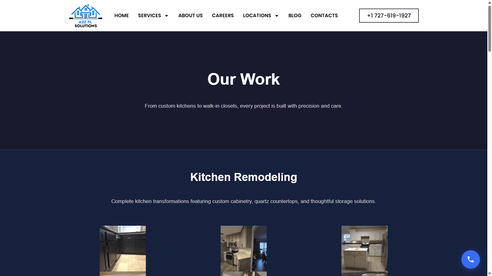 A2Z FL Solutions portfolio of completed kitchen, bathroom, and home remodeling projects