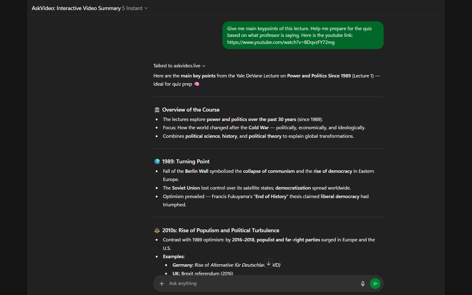 Video summary generation results